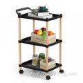 Kitchen Plastic Black Cart with Movbable Wheels